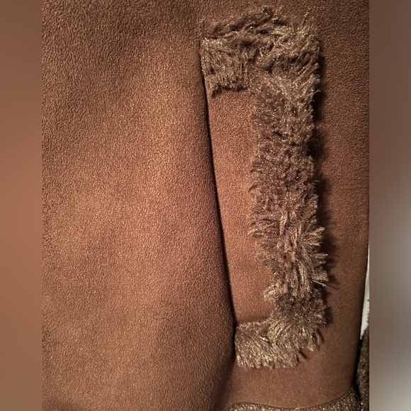 Jones New York Faux Suede Jacket with Faux Fur Trim and Hood, size Large - Picture 8 of 14